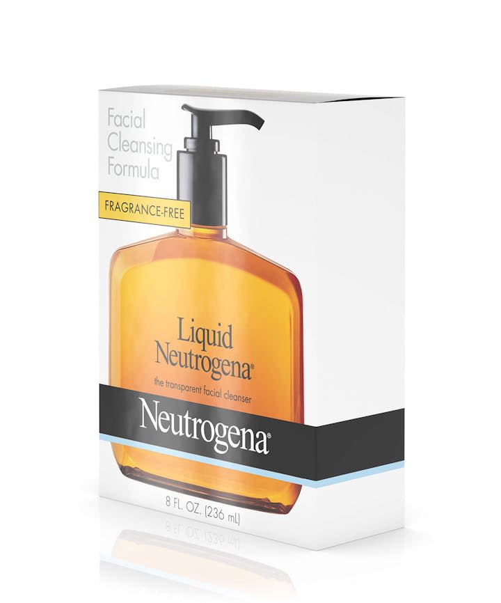 Liquid Neutrogena Fragrance-Free Facial Cleansing Formula, 8 fl oz (236 mL) — opposite front angle