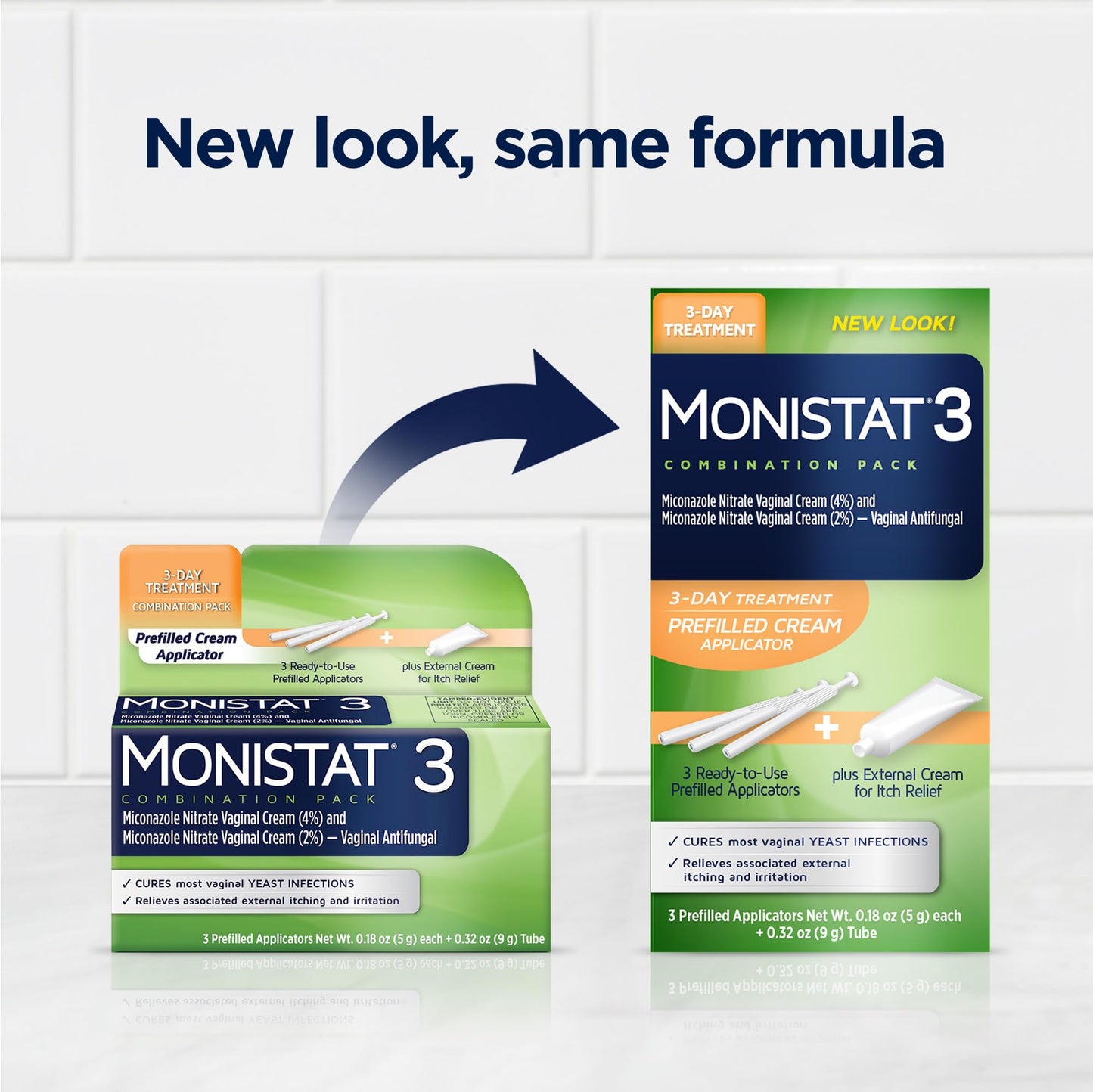 Monistat 3 Vaginal Cream, 3-Day Treatment Combination Pack, 3 Ovule Inserts and External Cream for Itch Relief in Each Pack (Pack of 3)