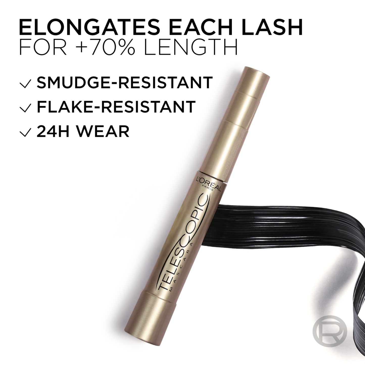 L'Oreal Paris Makeup Telescopic Original Lengthening Mascara, Carbon Black, 0.27 Fl Oz (Pack of 1)