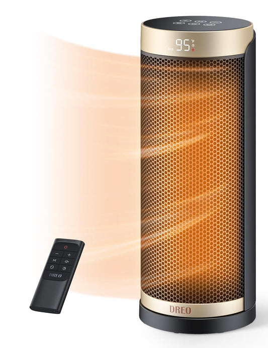 Dreo Space Heater, Portable Electric Heaters for Indoor Use, 70degree Oscillation, 12H Timer, 1500W Quiet PTC Ceramic Heating with Remote for Office, Home Bedroom