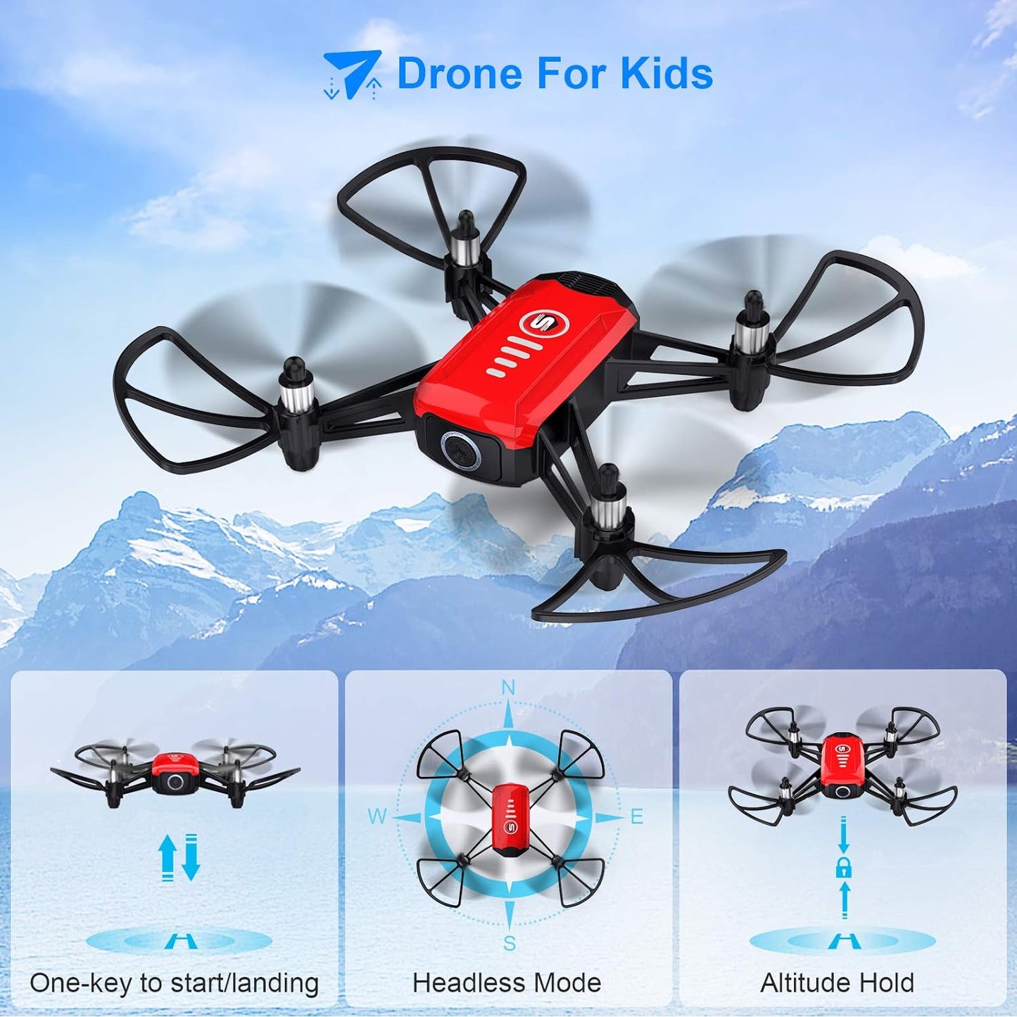 SANROCK H818 Mini Drones for Kids, RC Quadcopter with Camera, Support Altitude Hold, Route Mode, Gesture Control, Headless Mode, One Key Take Off/Landing