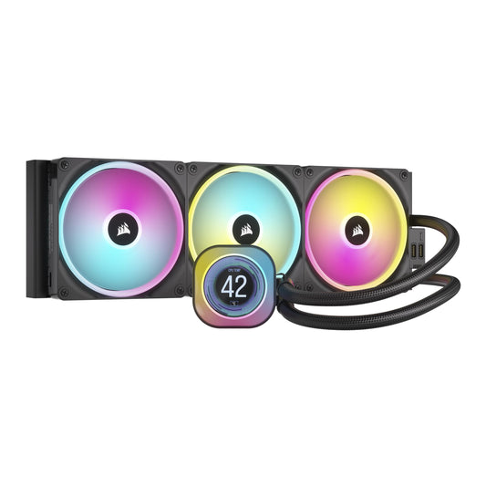 CORSAIR iCUE Link H170i LCD Liquid CPU Cooler - 420mm AIO - QX140 RGB Fans - 2.1 IPS LCD Screen - Fits Intel LGA 1700, AMD AM5 - iCUE Link System Hub Included - Black