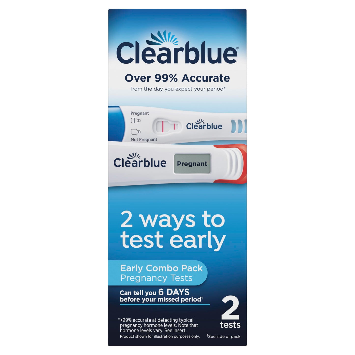 Clearblue Early Pregnancy Test Kit, At-Home Pregnancy Test Kit for Women, hCG Hormone Pregnancy Tests with Easy-to-Read Results, 2 Tests