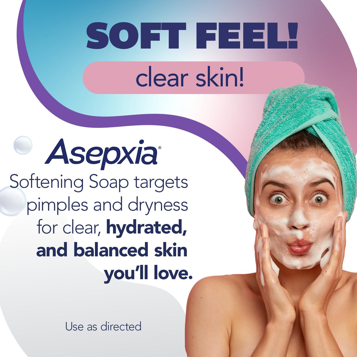 Asepxia Acne Treatment Softening Bar Soap | 2% Salicylic Acid Cleanser, Wash away Oil & Impurities, Soothes with Cucumber Extract, Daily Use, Refreshes Skin, Face Wash, 4 Oz, 1-Pack, EXP 05/26