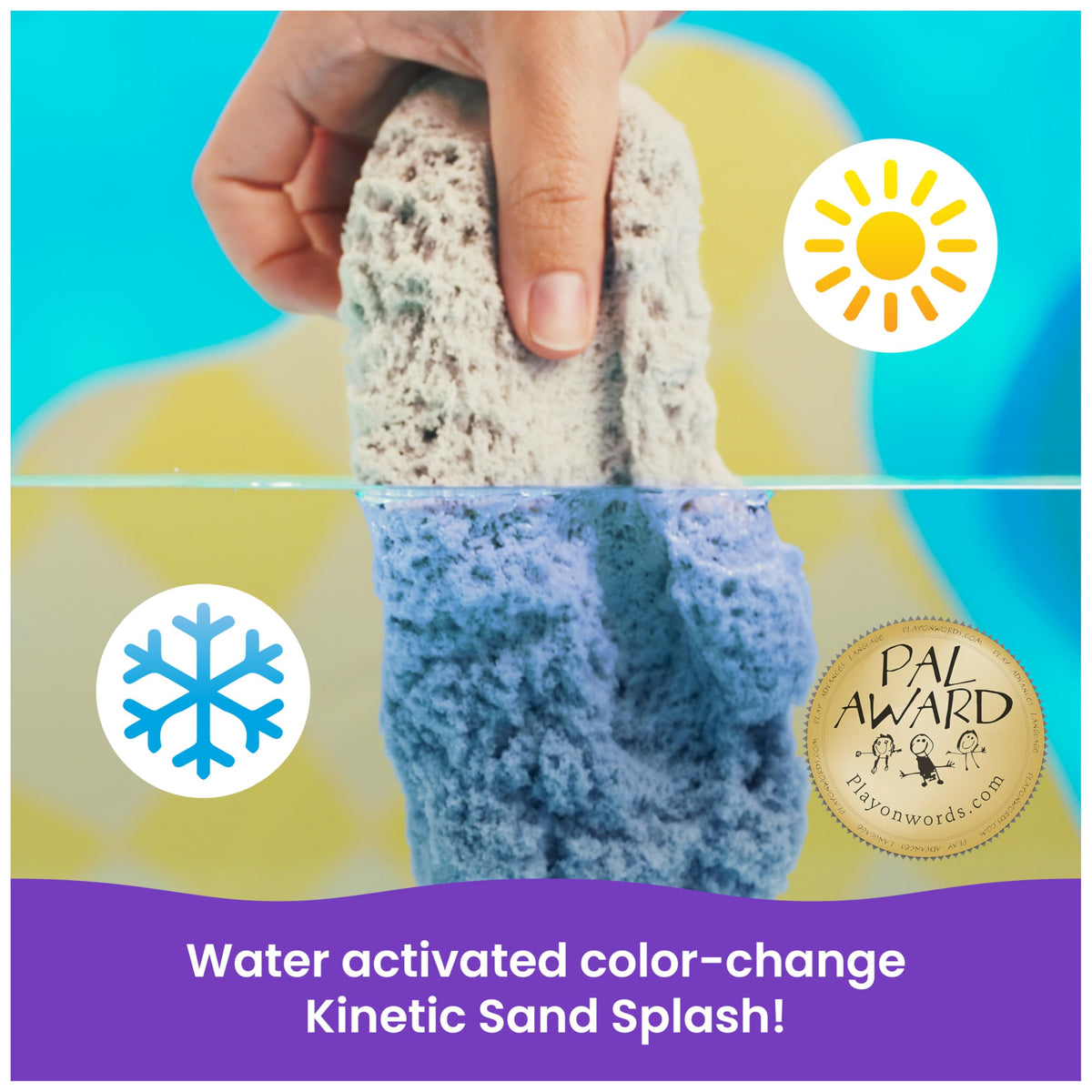 Kinetic Sand, Splash Starter Case with 6oz Color-Change Play Sand, 3 Tools & Molds, Reusable Storage, Sensory Toys, Holiday Gifts & Stocking Stuffers for Kids Ages 3 and up