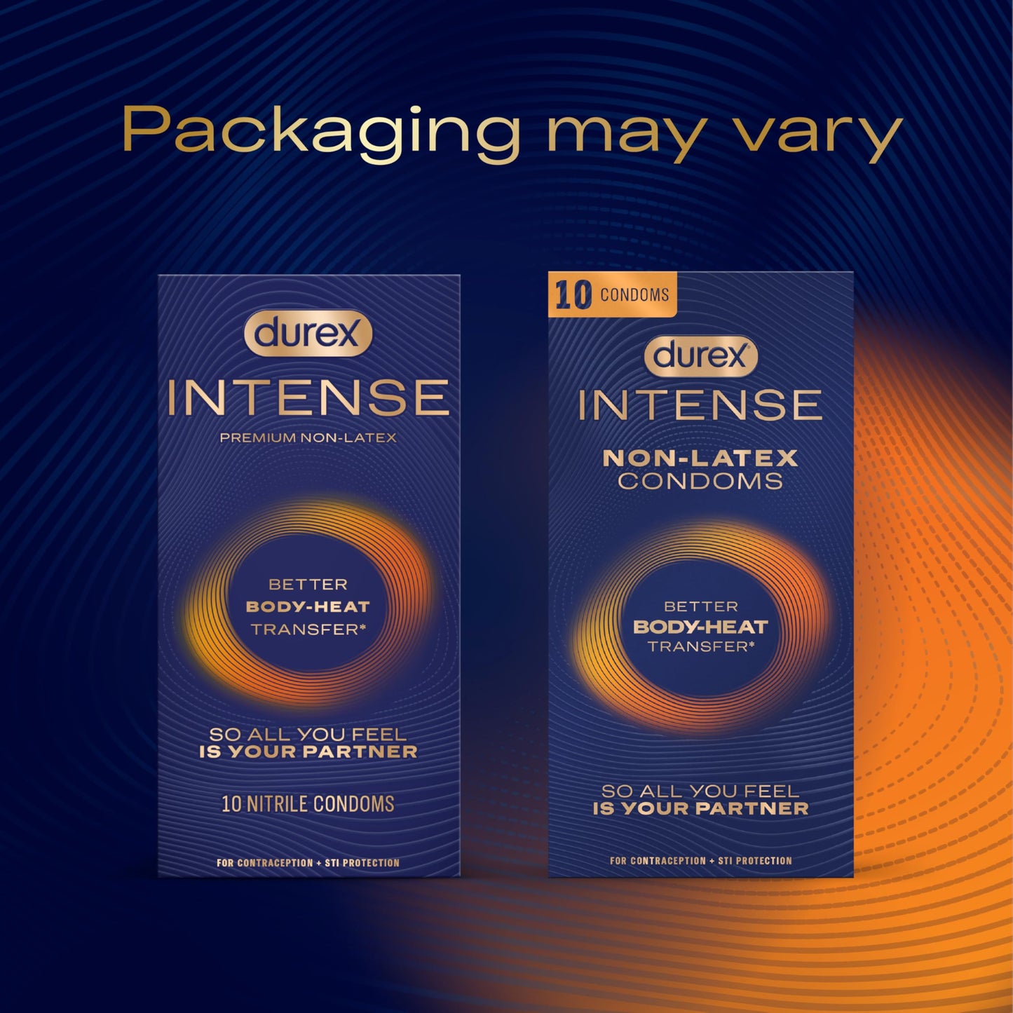 Durex Intense Non Latex Condoms, Ultra Thin Condoms Lubricated with Silicone Lube, Premium Nitrile, Latex Free, 10 Count
