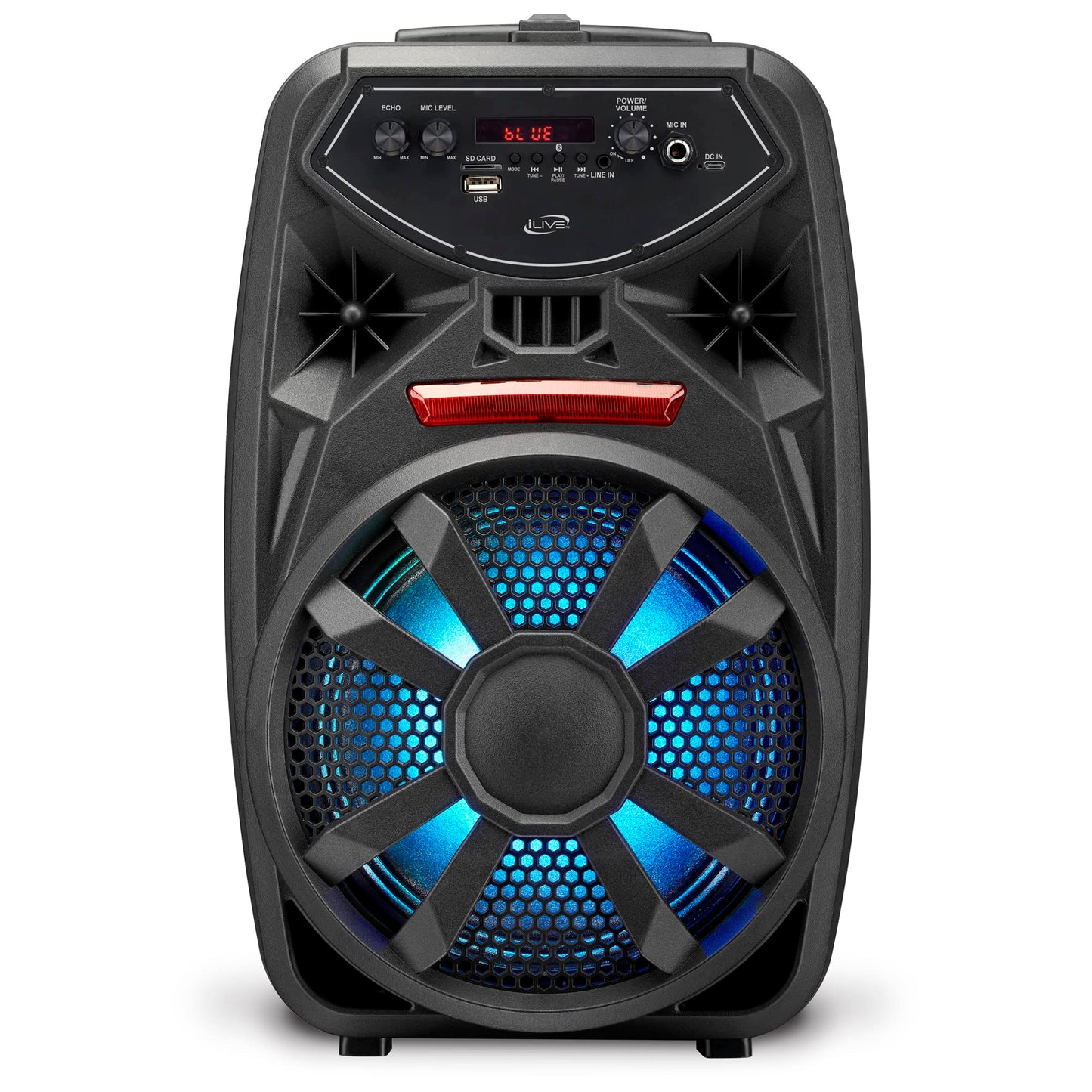 iLive Wireless Tailgate Party Speaker, LED Light Effects, Built-in Rechargeable Battery, Black (ISB380B)