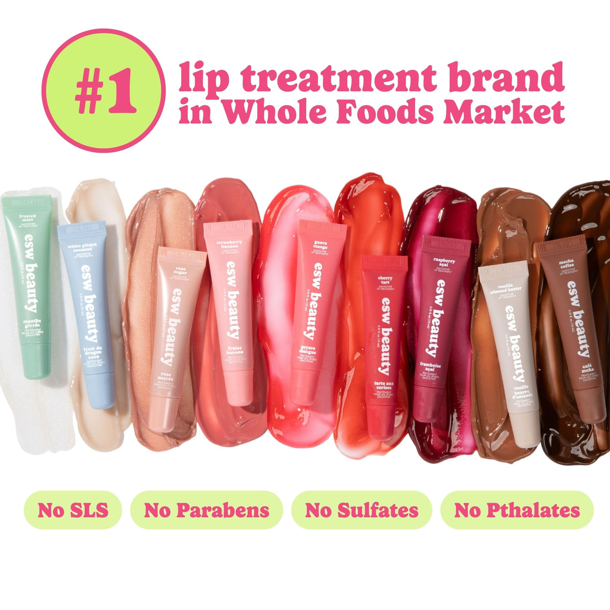 ESW Beauty Guava Mango Smoothie Lip Treatment - Light Pink Tint with Shea Butter, Peptides, Guava & Mango for Advanced Smoothing & Collagen Boost