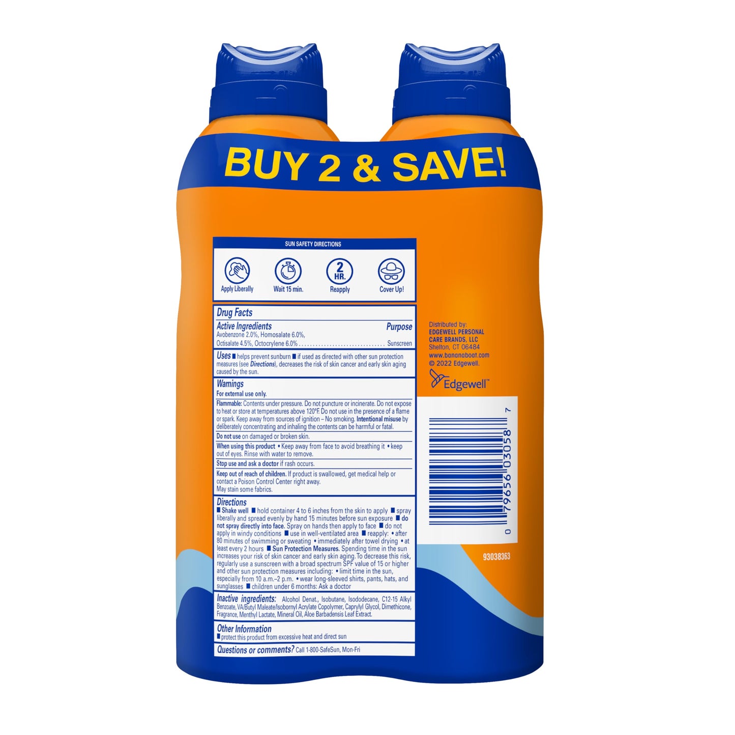 Banana Boat Sport Cool Zone SPF 30 Sunscreen Spray Twin Pack | Spray Sunscreen SPF 30, Sunblock, Oxybenzone Free, 6oz each, EXP 05/26