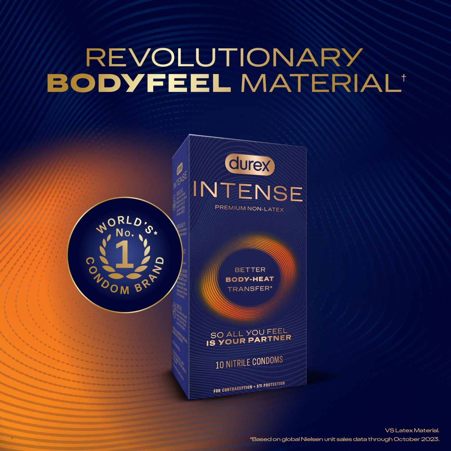 Durex Intense Non Latex Condoms, Ultra Thin Condoms Lubricated with Silicone Lube, Premium Nitrile, Latex Free, 10 Count