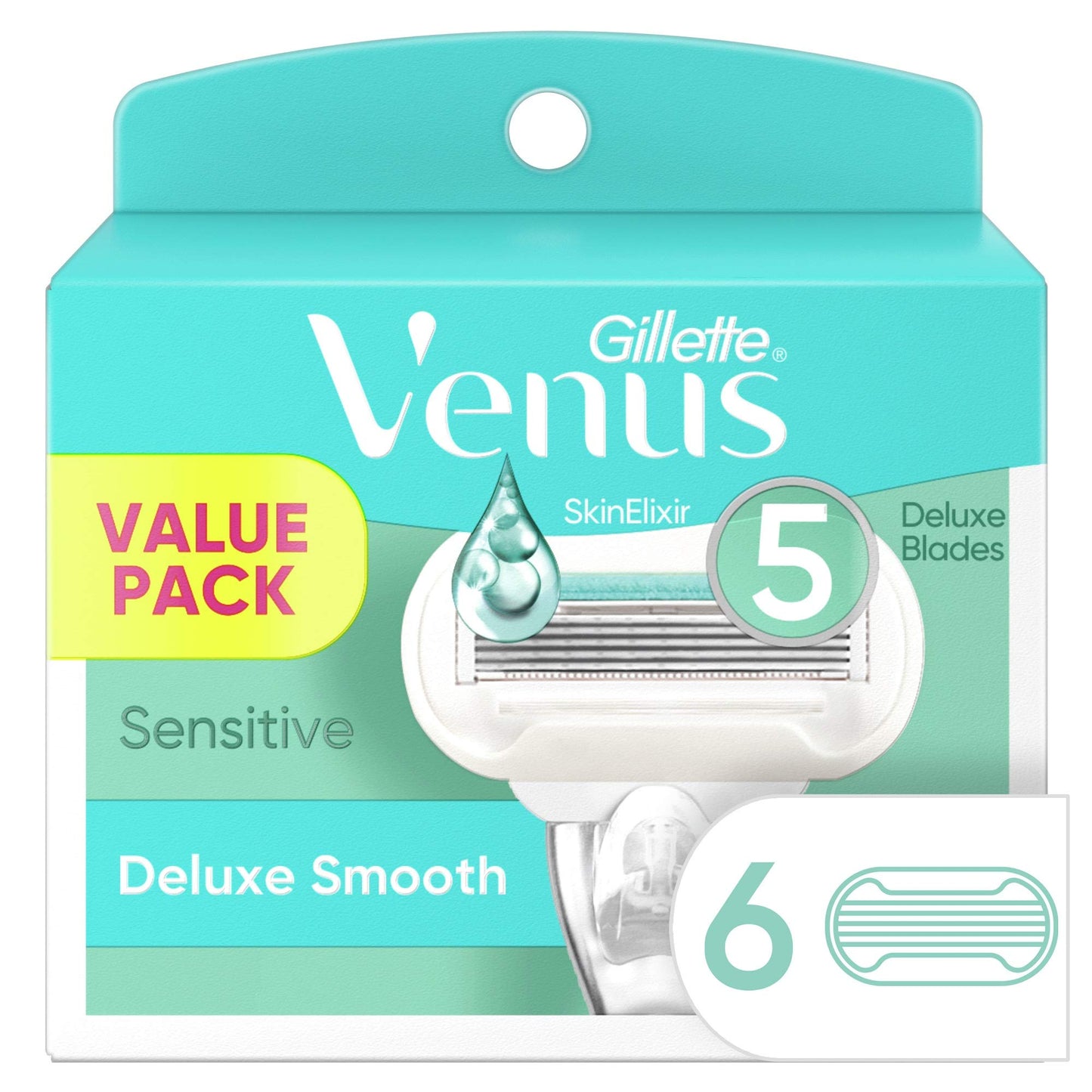 Gillette Venus Deluxe Smooth Sensitive Women's Razor Blade - 6.0 ea