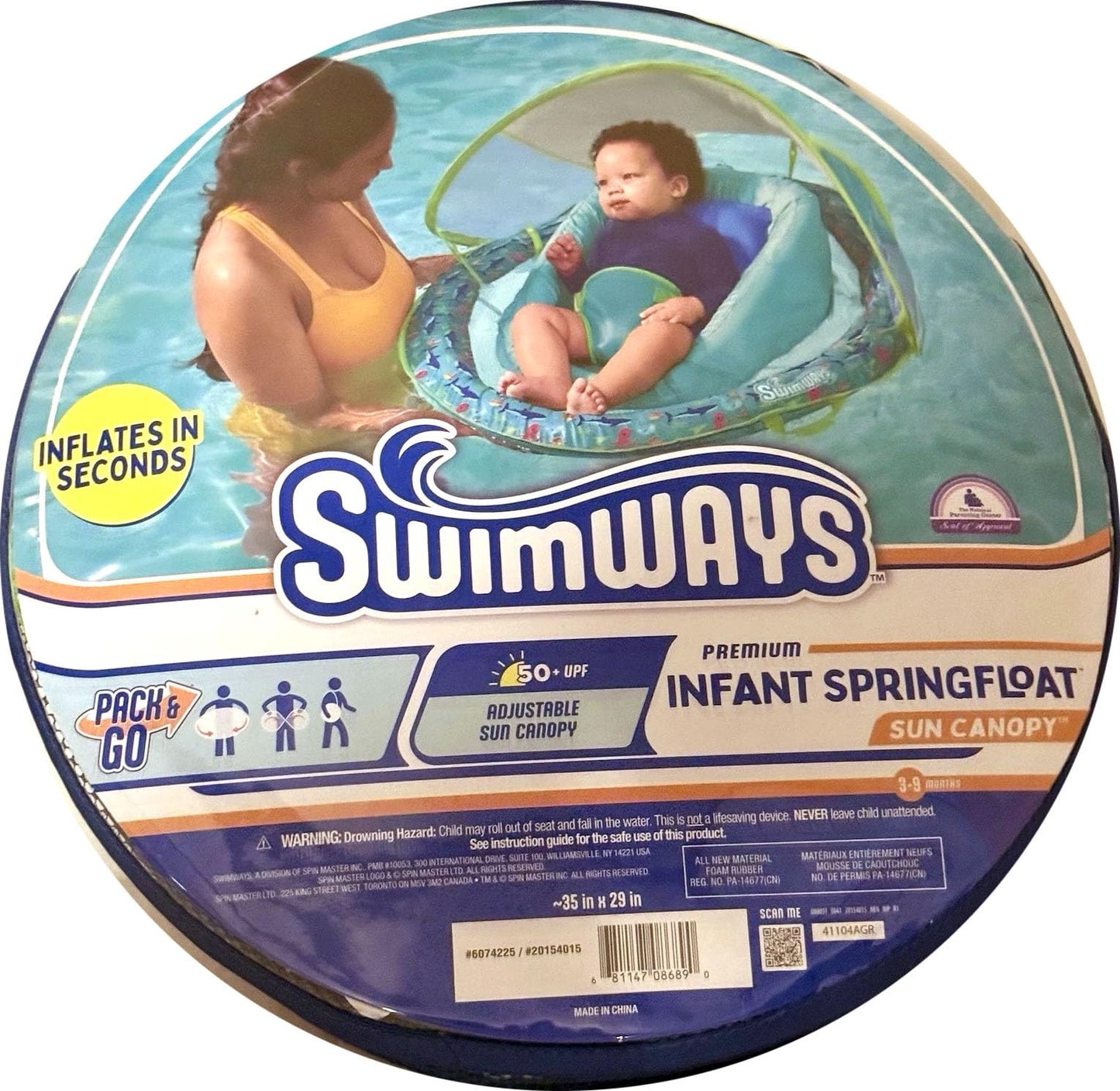SwimWays Swim Step 2 Teal Blue Toddler Spring Swimming Pool Float 3-9 mths (sea Life)