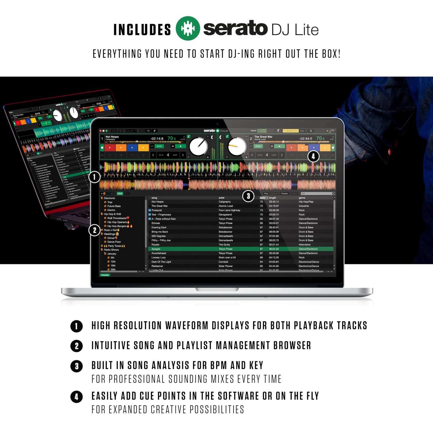 Numark Mixtrack Platinum FX Serato DJ Controller with Jog Wheel Displays, 4 Decks, Mixer, Effects Paddles and Audio Interface