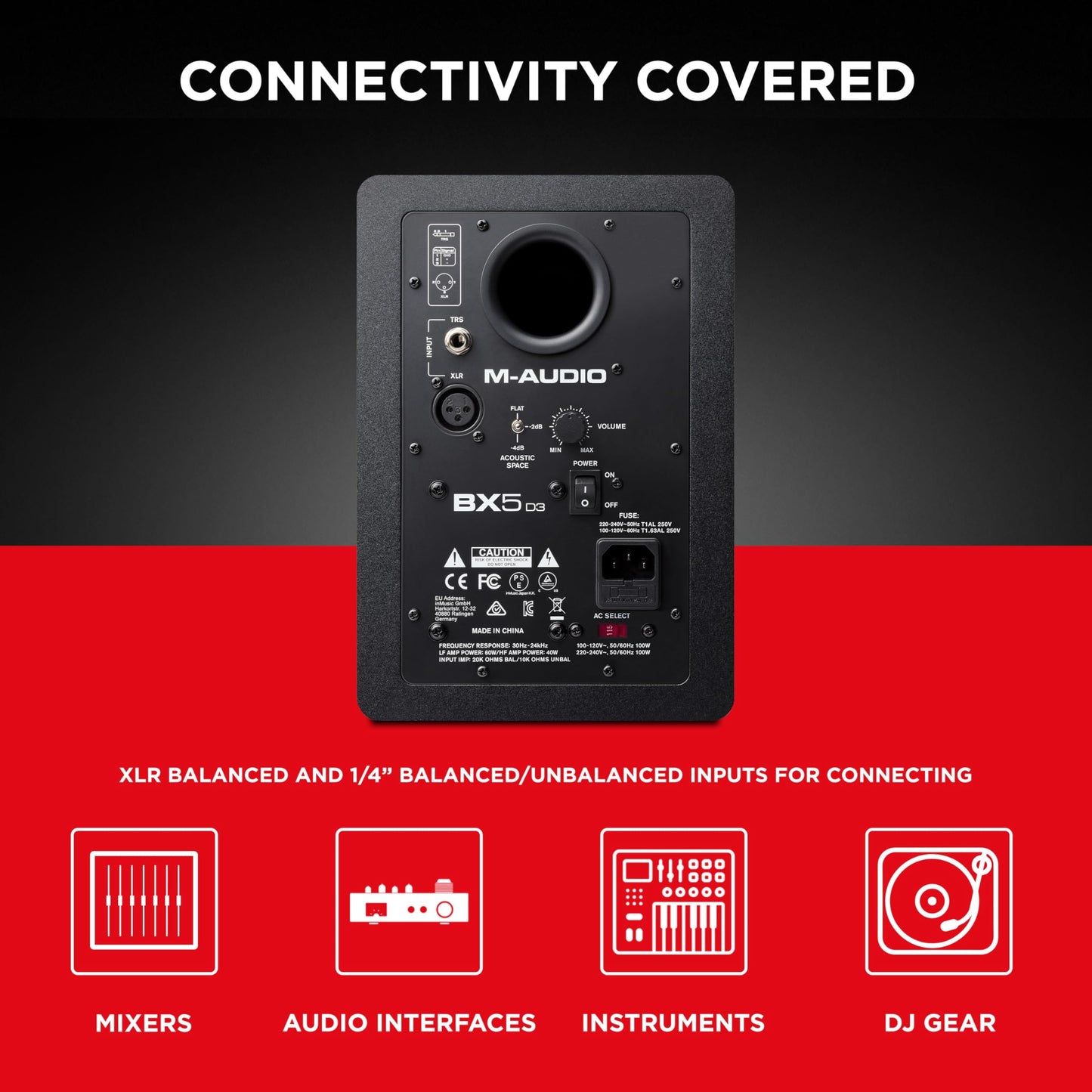 M-AUDIO BX5 Single 5" Studio Monitor Speaker for Music Production and Mixing with Acoustic Space Control, 2 Way Active Speaker