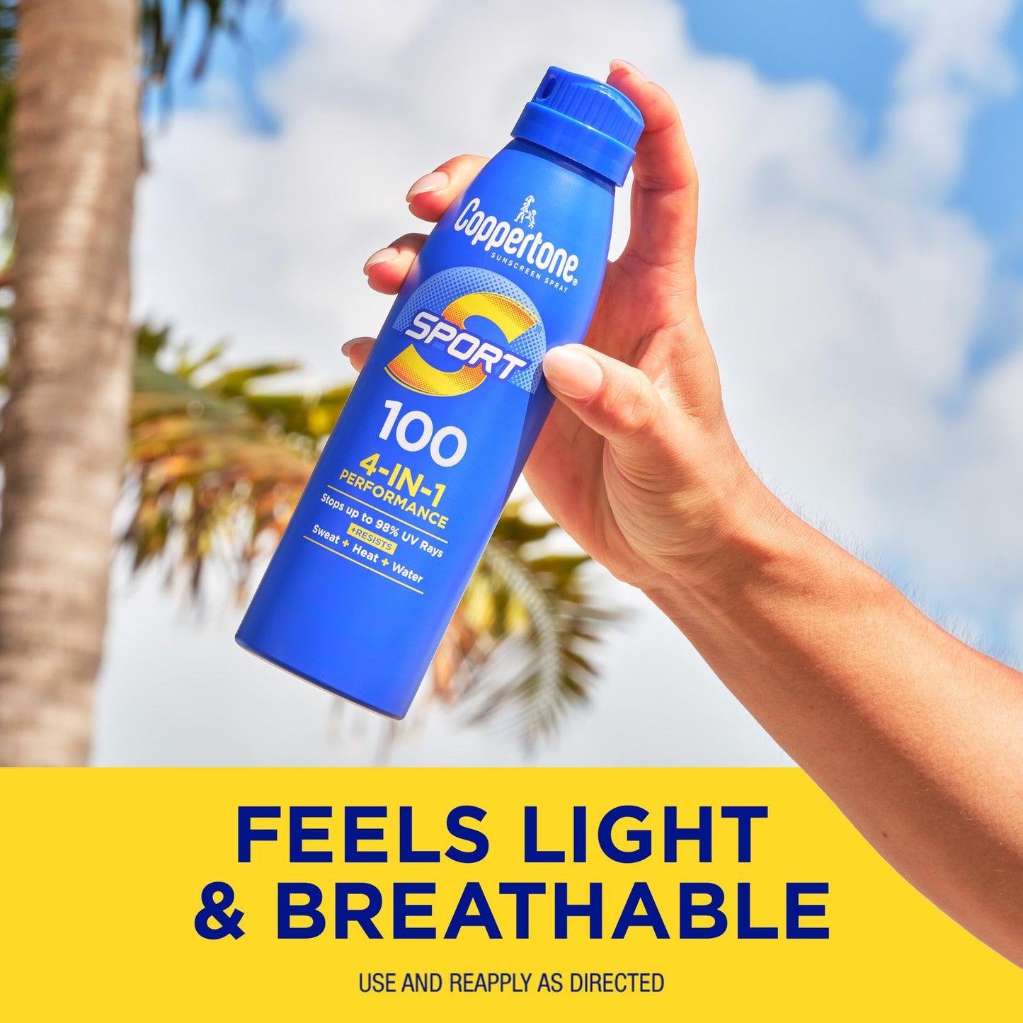 Coppertone SPORT Continuous Sunscreen Spray Broad Spectrum SPF 100 (5.5 Ounce) (Packaging may vary)