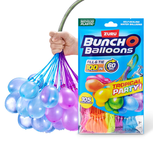 Bunch O Balloons Tropical Party by ZURU, 100+ Rapid-Filling Self-Sealing Tropical Colored Water Balloons for Outdoor Family, Friends, Children Summer Fun