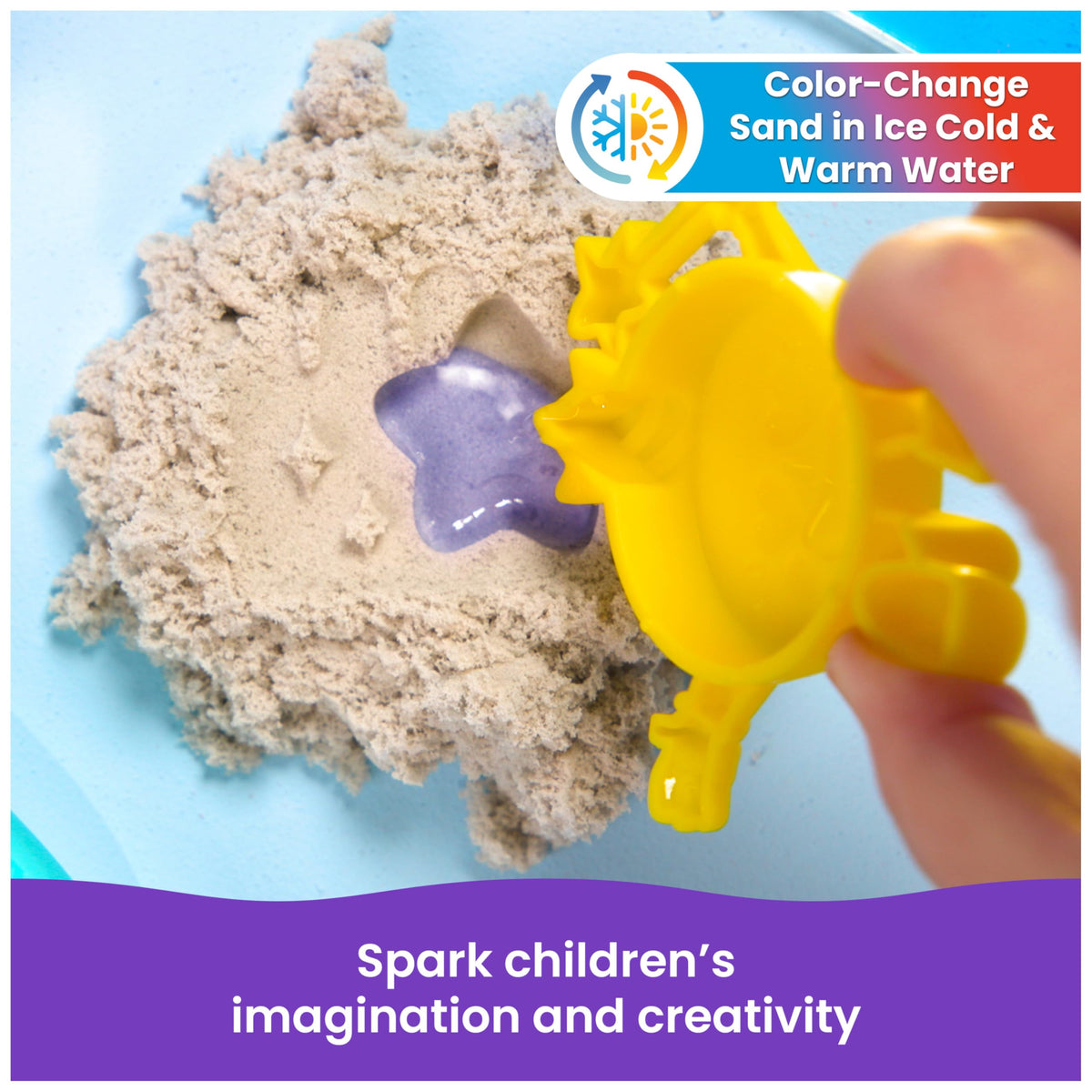 Kinetic Sand, Splash Starter Case with 6oz Color-Change Play Sand, 3 Tools & Molds, Reusable Storage, Sensory Toys, Holiday Gifts & Stocking Stuffers for Kids Ages 3 and up