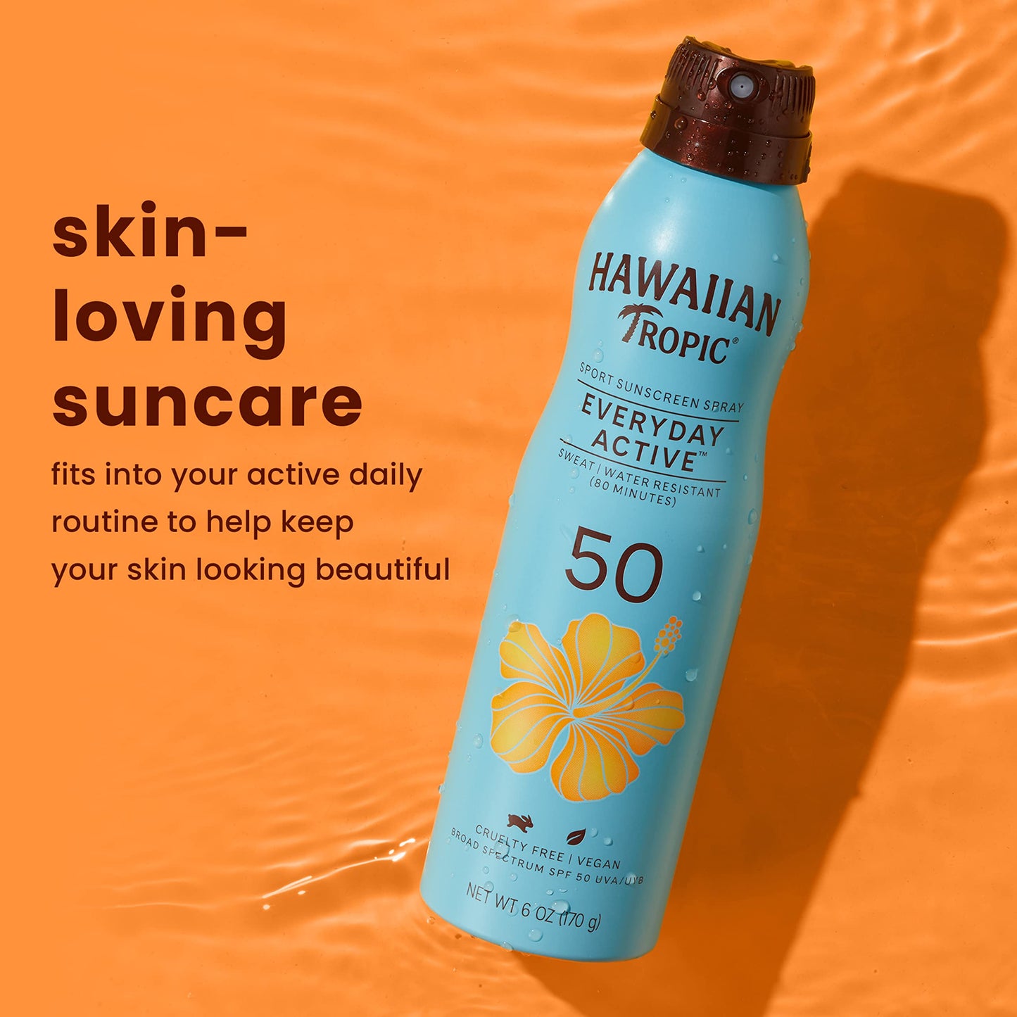 Hawaiian Tropic Everyday Active Clear Spray Sunscreen SPF 50, 6oz | Hawaiian Tropic Sunscreen Spray SPF 50, Sunblock, Oxybenzone-Free, 6oz
