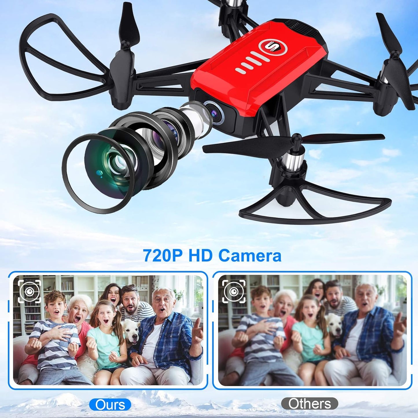 SANROCK H818 Mini Drones for Kids, RC Quadcopter with Camera, Support Altitude Hold, Route Mode, Gesture Control, Headless Mode, One Key Take Off/Landing