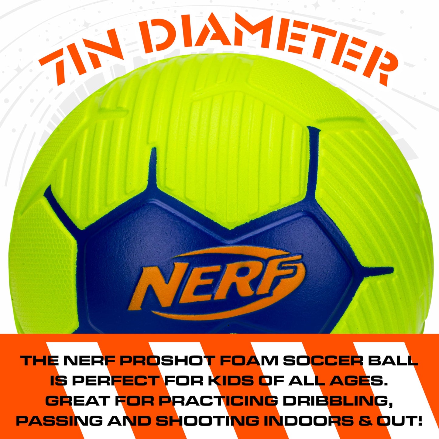 Nerf Kids Foam Mini Soccer Ball - Proshot Youth Soft Mini Foam Soccer Ball - 7" Inch Indoor + Outdoor for Kids - Fun Toy for Practice + Games - Green/Blue