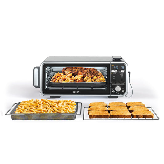 Ninja SP351 Foodi Smart 13-in-1 Dual Heat Air Fry Countertop Oven, Dehydrate, Reheat, Smart Thermometer, 1800-watts, Silver