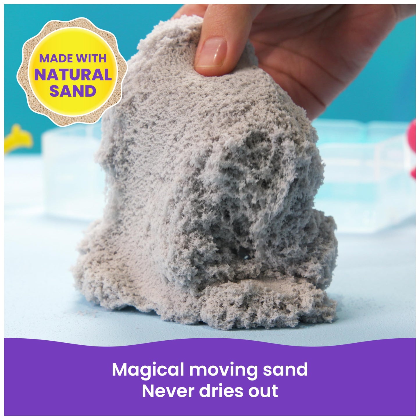 Kinetic Sand, Splash Starter Case with 6oz Color-Change Play Sand, 3 Tools & Molds, Reusable Storage, Sensory Toys, Holiday Gifts & Stocking Stuffers for Kids Ages 3 and up