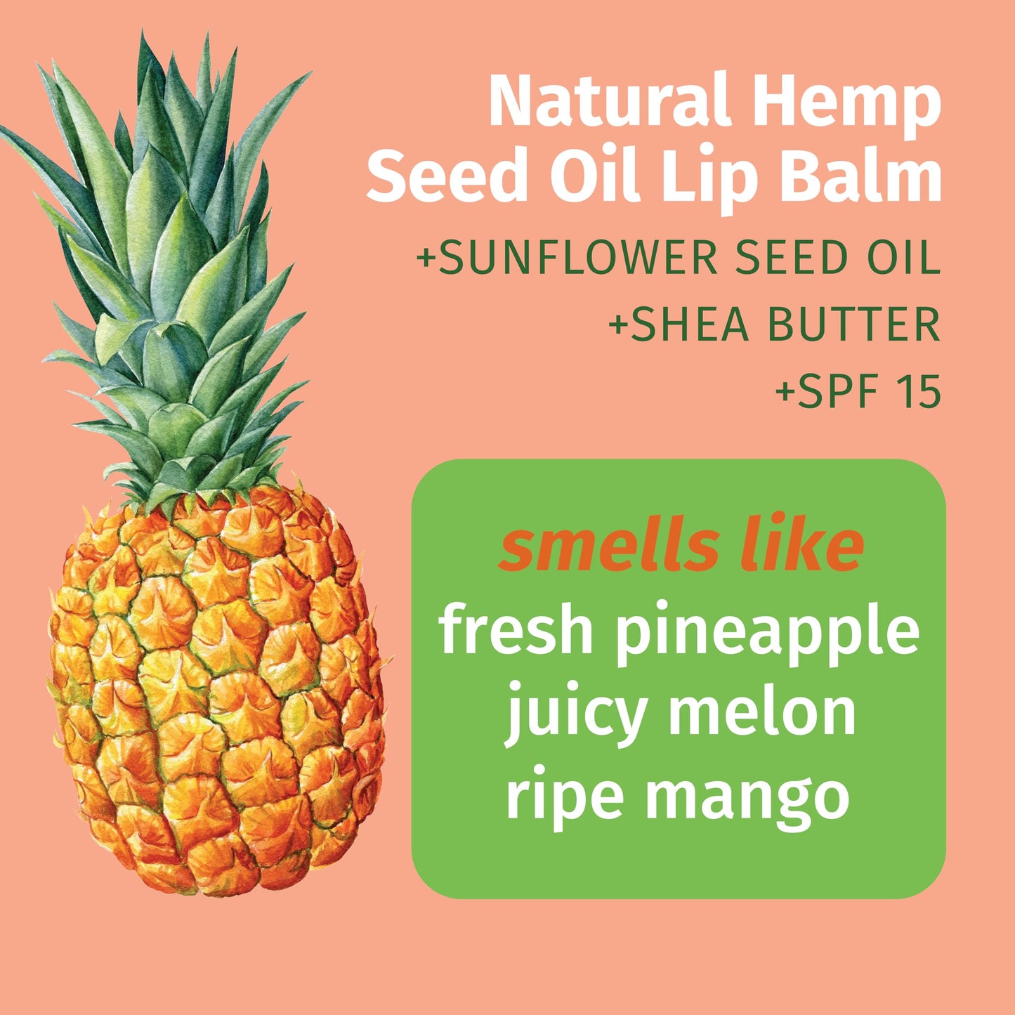 Hempz SPF 15 Lip Balm, Sweet Pineapple & Honey Melon Herbal Soothing Lip Care, for Men or Women .44 oz. EXP O5/26