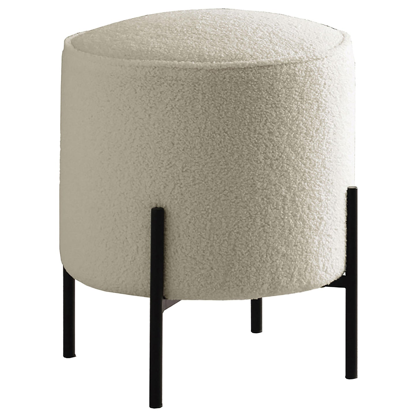 Basye Round Upholstered Ottoman Beige And Matte Black