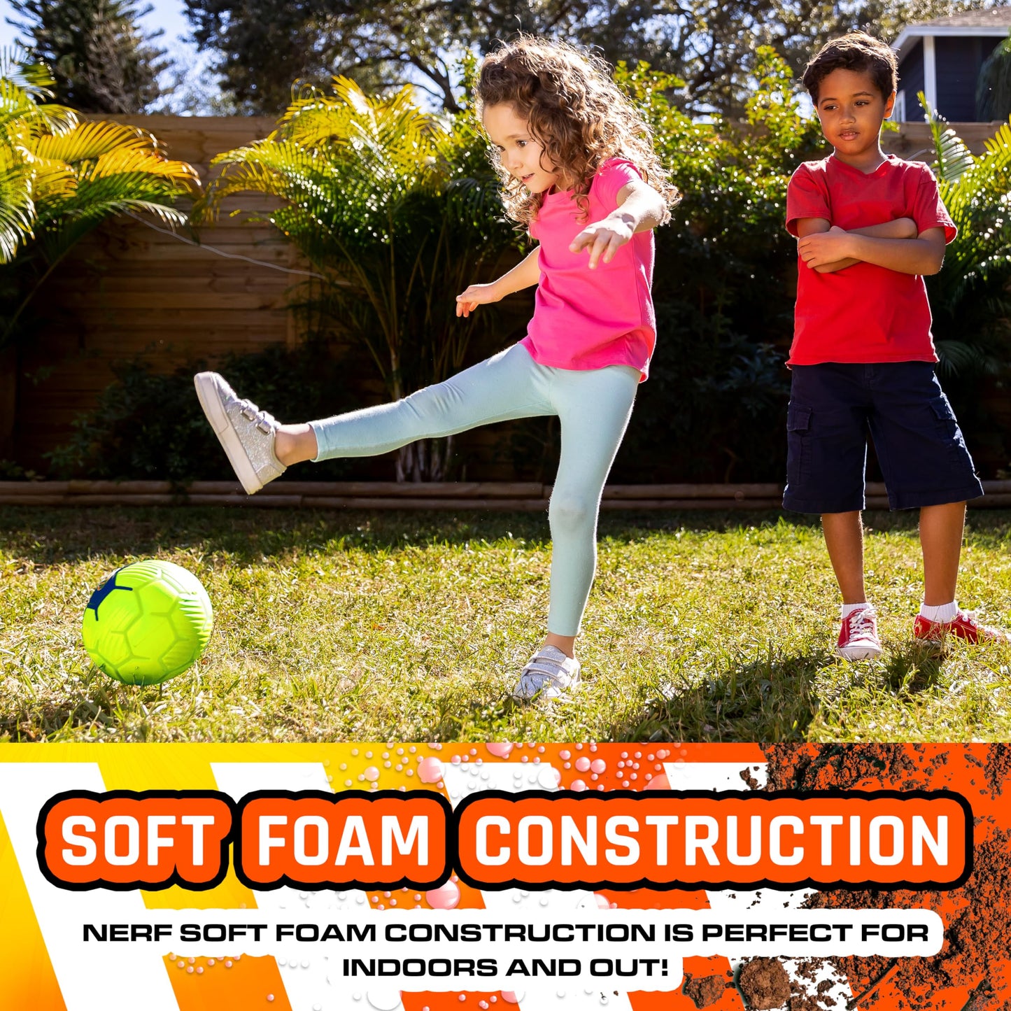 Nerf Kids Foam Mini Soccer Ball - Proshot Youth Soft Mini Foam Soccer Ball - 7" Inch Indoor + Outdoor for Kids - Fun Toy for Practice + Games - Green/Blue