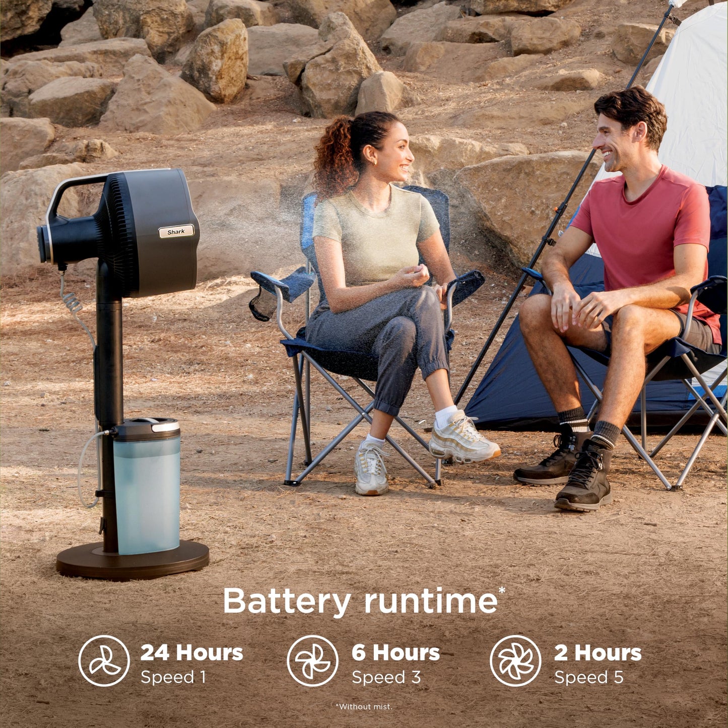 Shark FlexBreeze Pro Mist Fan — Indoor & Outdoor, Integrated Misting, Pedestal to Tabletop, Corded or Cordless, Up to 24-Hr Battery, Oscillating, Charcoal Grey, FA302 (2025 Release)