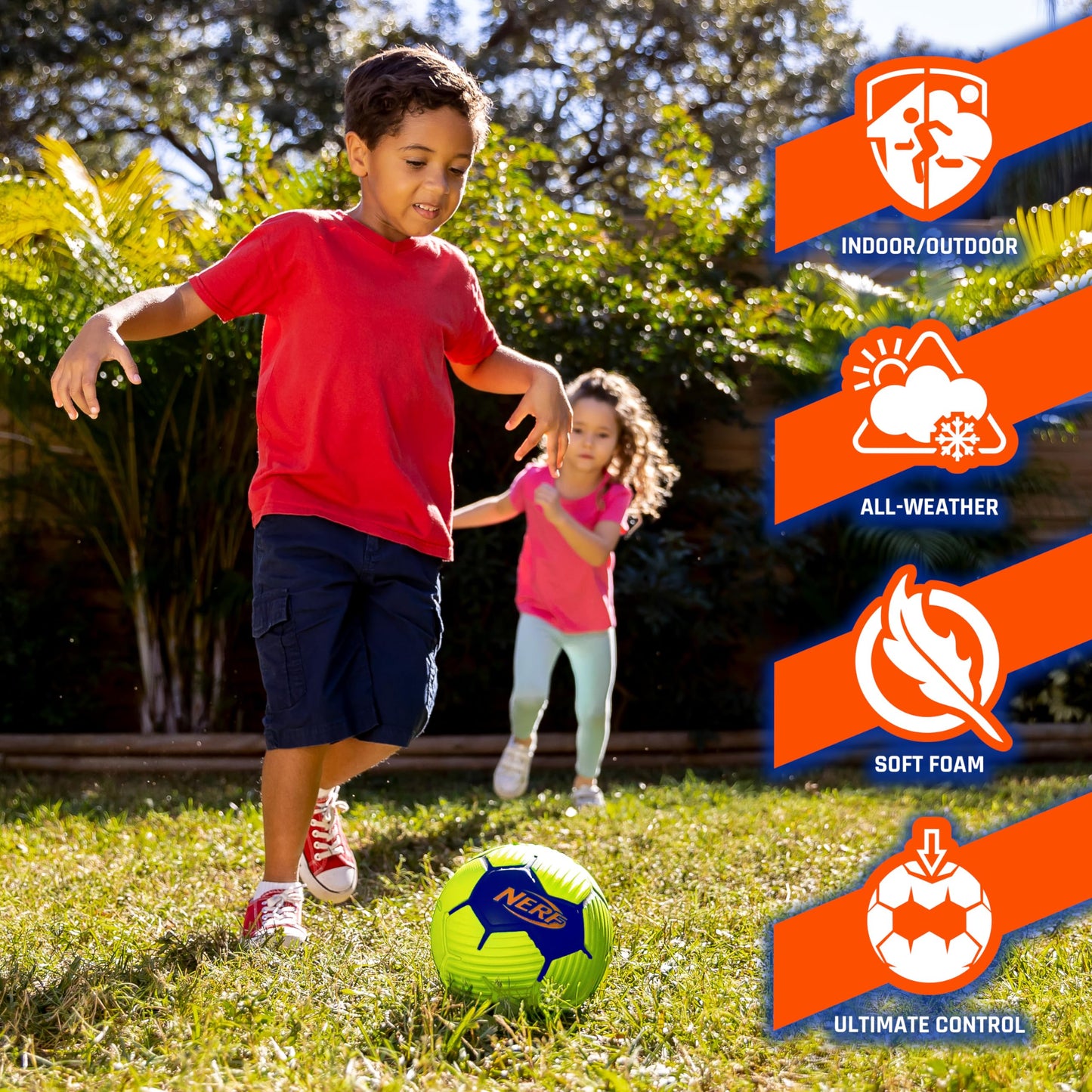 Nerf Kids Foam Mini Soccer Ball - Proshot Youth Soft Mini Foam Soccer Ball - 7" Inch Indoor + Outdoor for Kids - Fun Toy for Practice + Games - Green/Blue