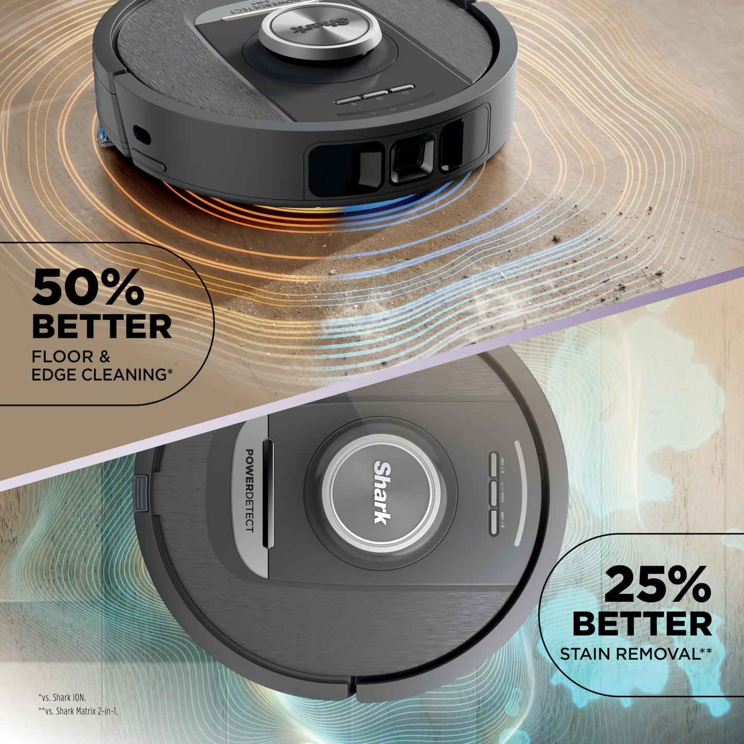 Shark Robot Vacuum & Mop Combo, NeverTouch System, Self-Emptying and Refilling, for Wood, 60-Day Debris Capacity, 30-Tank Reservoir, Pad Drying, 5 Intelligent Cleaning Technologies, RV2820YE