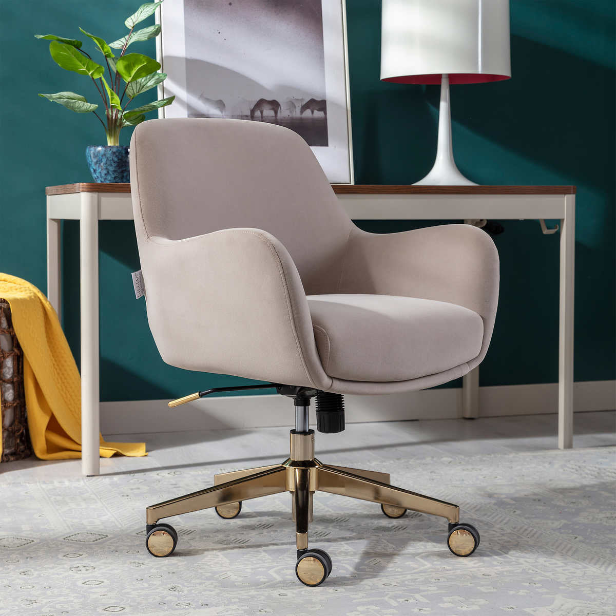 Lillian August Elyse Plush Velvet Home Office Chair – Costless Furnishings