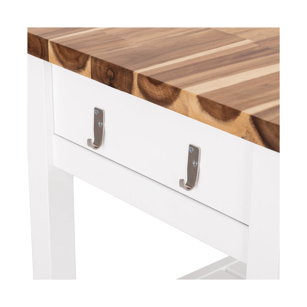 Seville Acacia Top Kitchen Cart with Drawers — Acacia Top Kitchen Cart