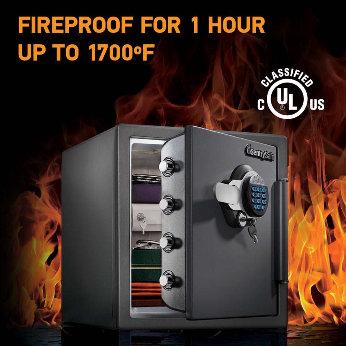 Large Steel Fireproof Waterproof Safe with Digital Keypad, 17.8 in x 16.3 in x 19.3 in — Large Steel Fireproof Waterproof Safe with Digital Keypad, 17.8 in x 16.3 in x 19.3 in