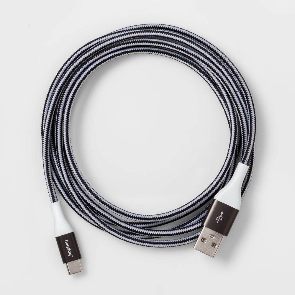 6' Usb-c To Usb-a Braided Cable - Heyday™ Black/White/Gunmetal