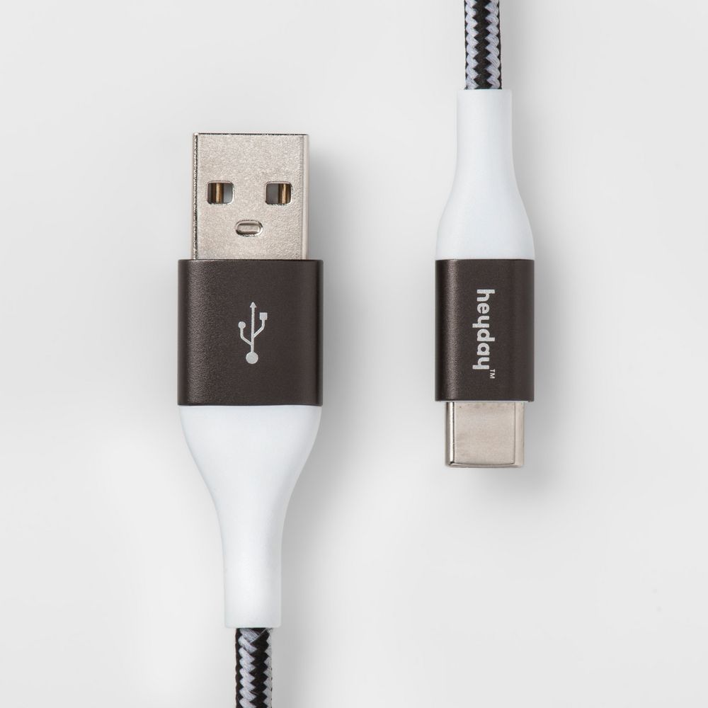 6' Usb-c To Usb-a Braided Cable - Heyday™ Black/White/Gunmetal