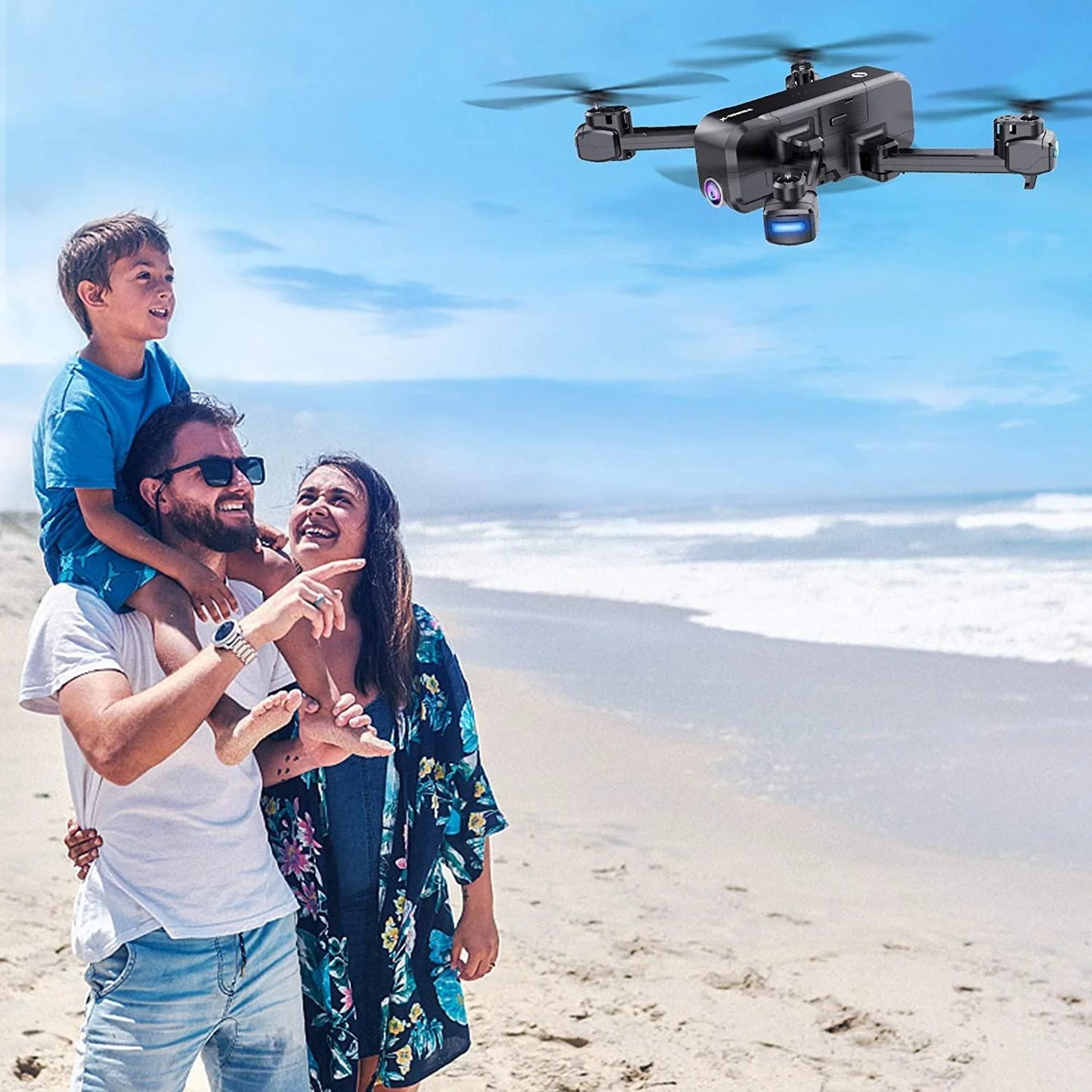 SANROCK X103W Drone - 2.7K UHD FPV Camera for Adults Kids, Live Video with 120° Wide Angle 90° Adjustable RC Quadcopter, Gesture Control, Altitude Hold, Route Mode, Headless Mode, Gravity Sensor