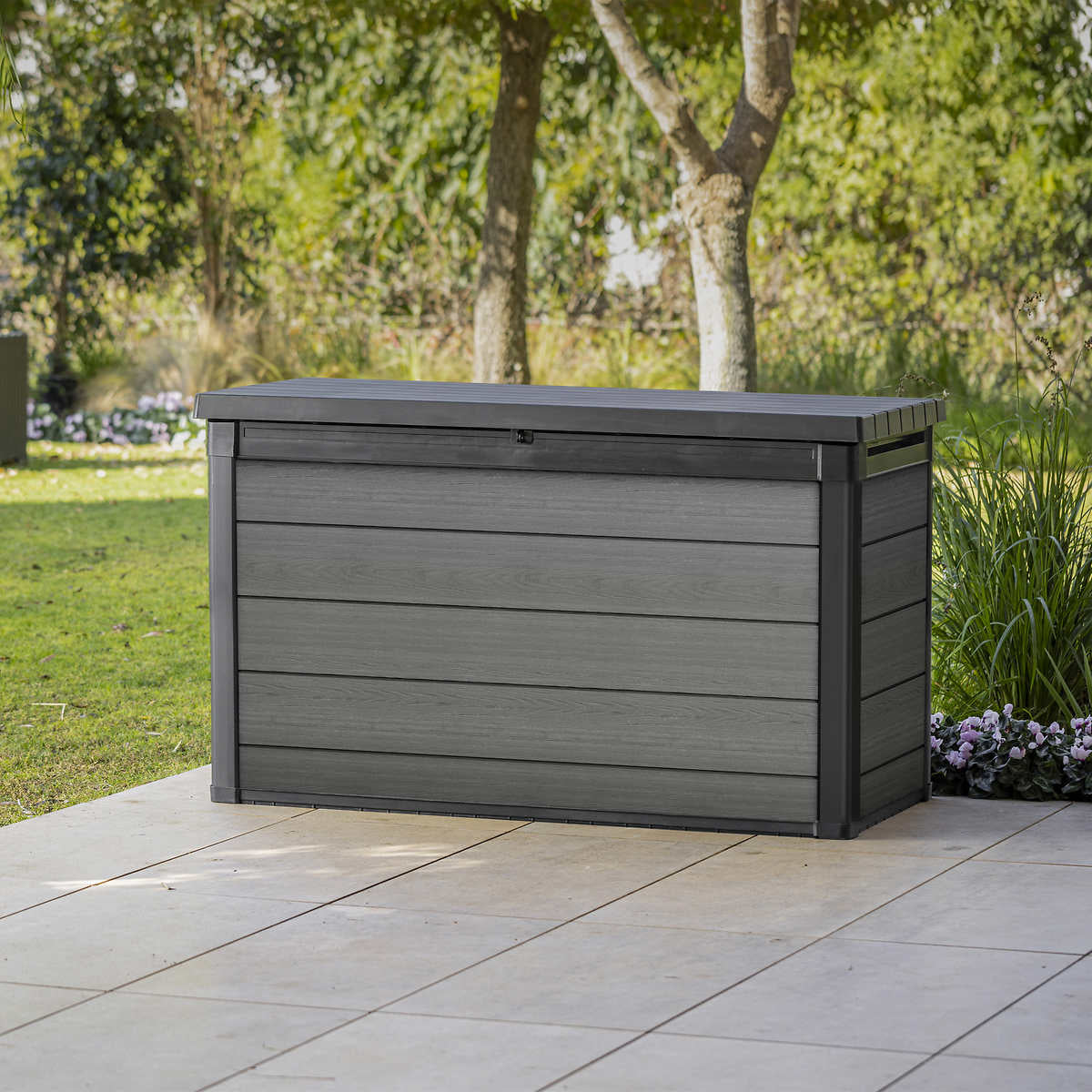 Keter Cortina 200 Gallon Large Resin Deck Box for Patio Outdoor Storage