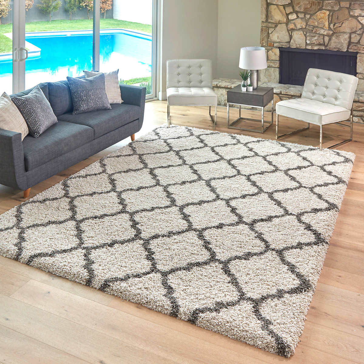 Thomasville Marketplace Luxury Trellis Shag Rugs Color: Cream, Rug Size: 7 ft. 10 in. x 10 ft.