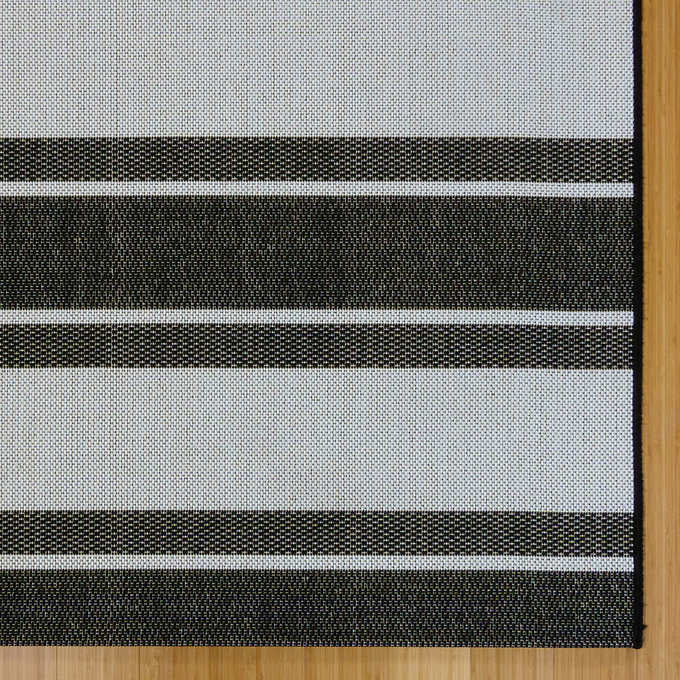 Naples Indoor/Outdoor Rug Collection, Zuma Striped Color: Black Rug Size: 7 ft. 10 in. x 10 ft.