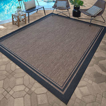 Naples Indoor/Outdoor Area Rug, Ace Border Color: Brown