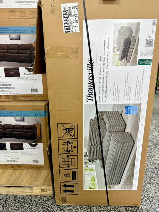 Thomasville Wills Fabric Oversize Chair and Storage Ottoman