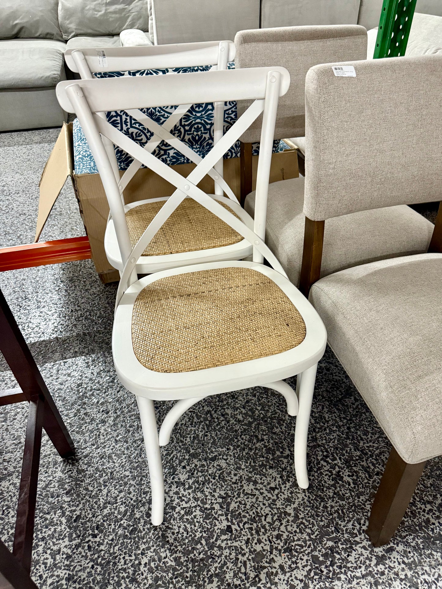 Home Decorators Collection Mavery Ivory Wood Dining Chair with Cross Back and Woven Seat (Set of 2) (19 in. W x 34.6 in. H)