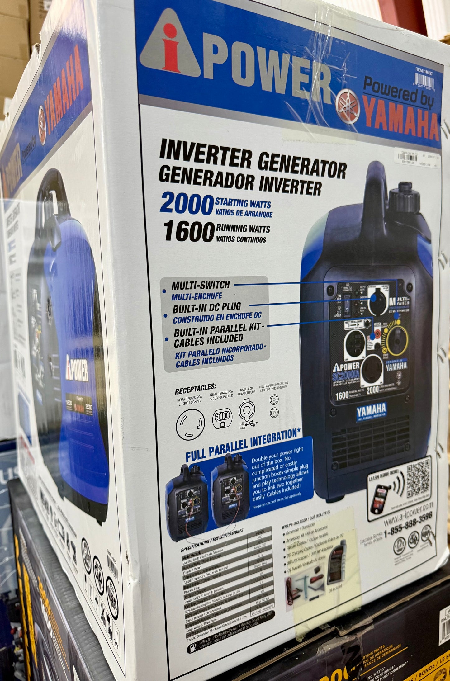 A-IPower 1600W Running / 2000W Peak Yamaha Powered Gas Inverter Generator