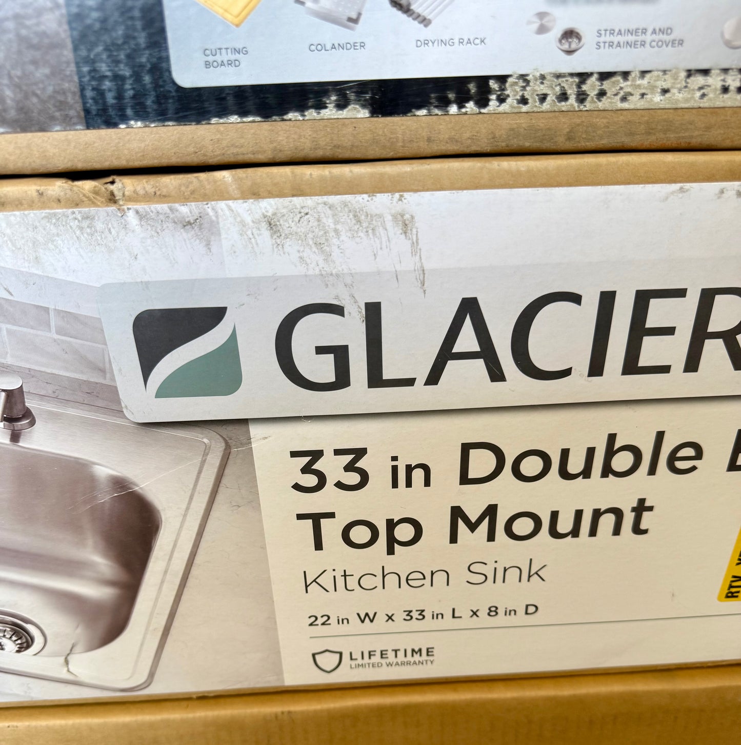 Glacier Bay 33 in. Drop-In 50/50 Double Bowl 20 Gauge Stainless Steel Kitchen Sink