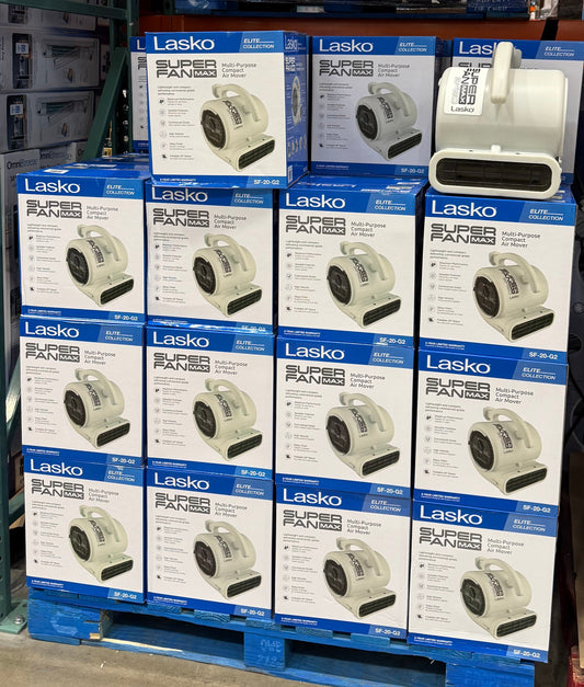 Lasko Super Fan Max 1/5 HP Air Mover High Velocity Super Fan SF-20-GC2, Large, Gray