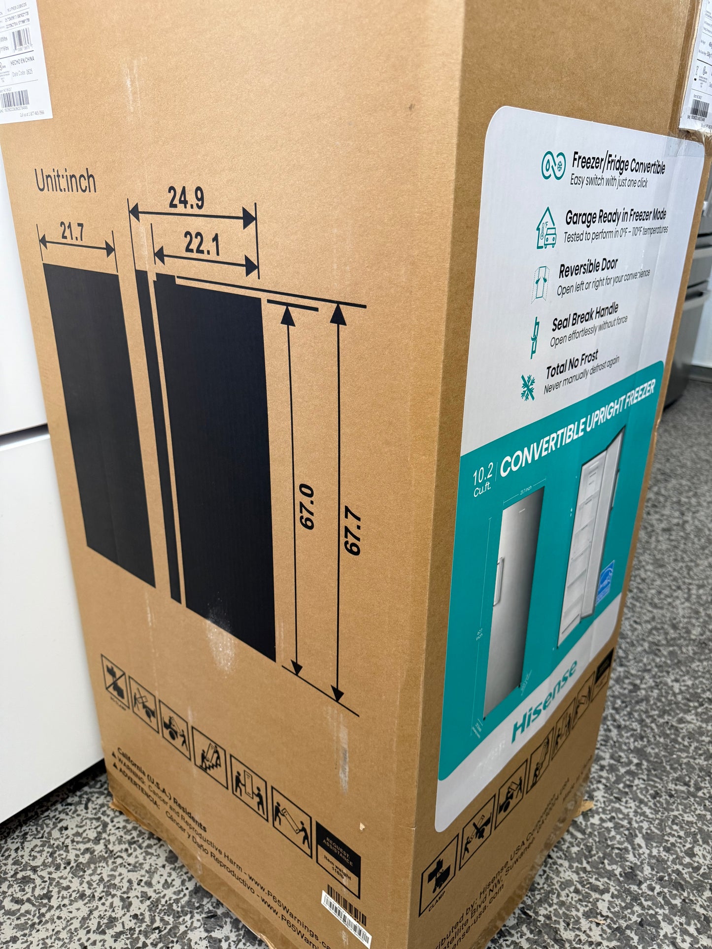 Hisense 10.2 cu. ft. Garage Ready Frost Free Convertible Upright Freezer with Seal Break Handle