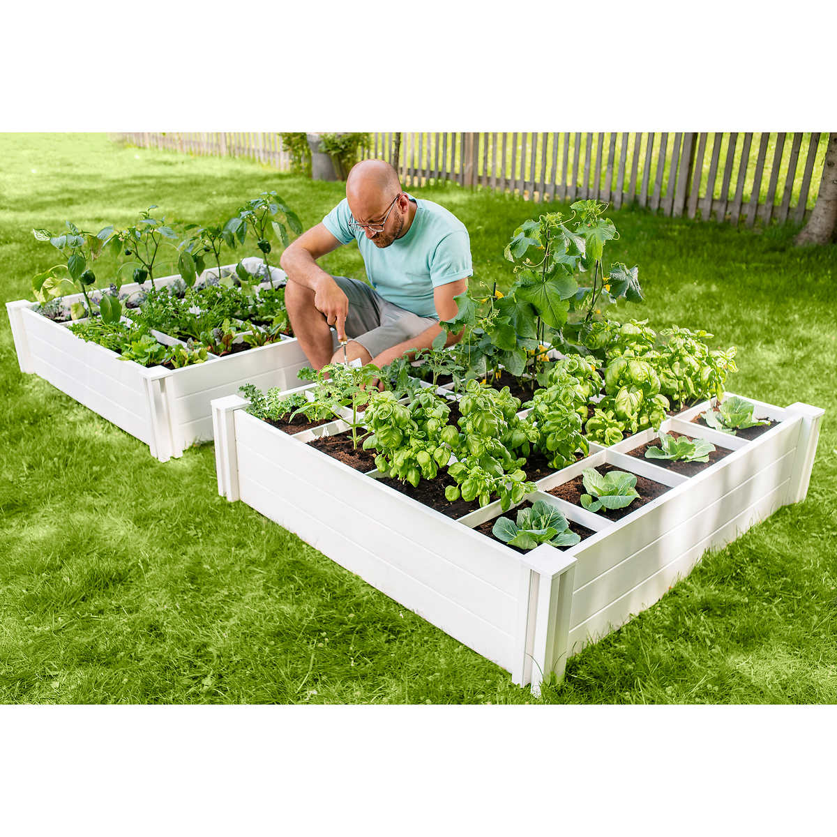 Vita 4'x4'x11" Modular Vinyl Garden with Planting Grid 2-pack