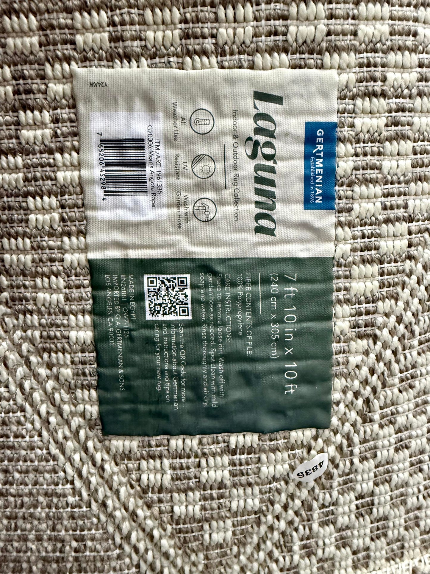 Laguna Indoor/Outdoor Area Rug, Morris Angora Rope, 7'10" x 10'